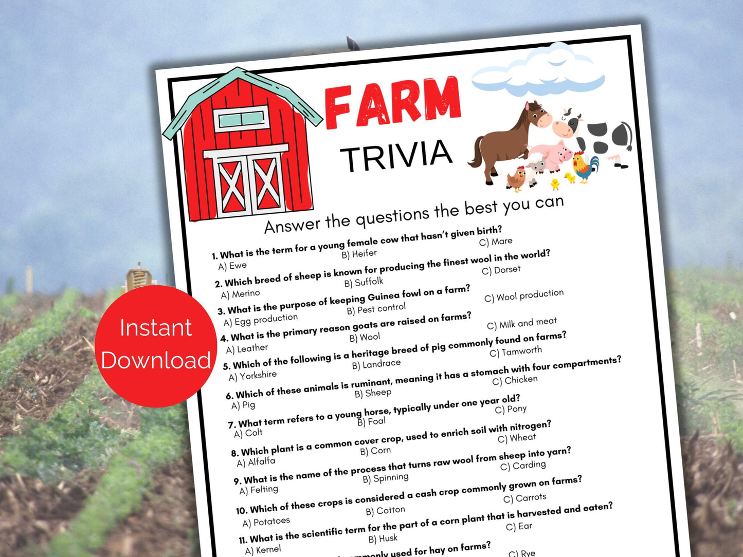 Farm Trivia Game