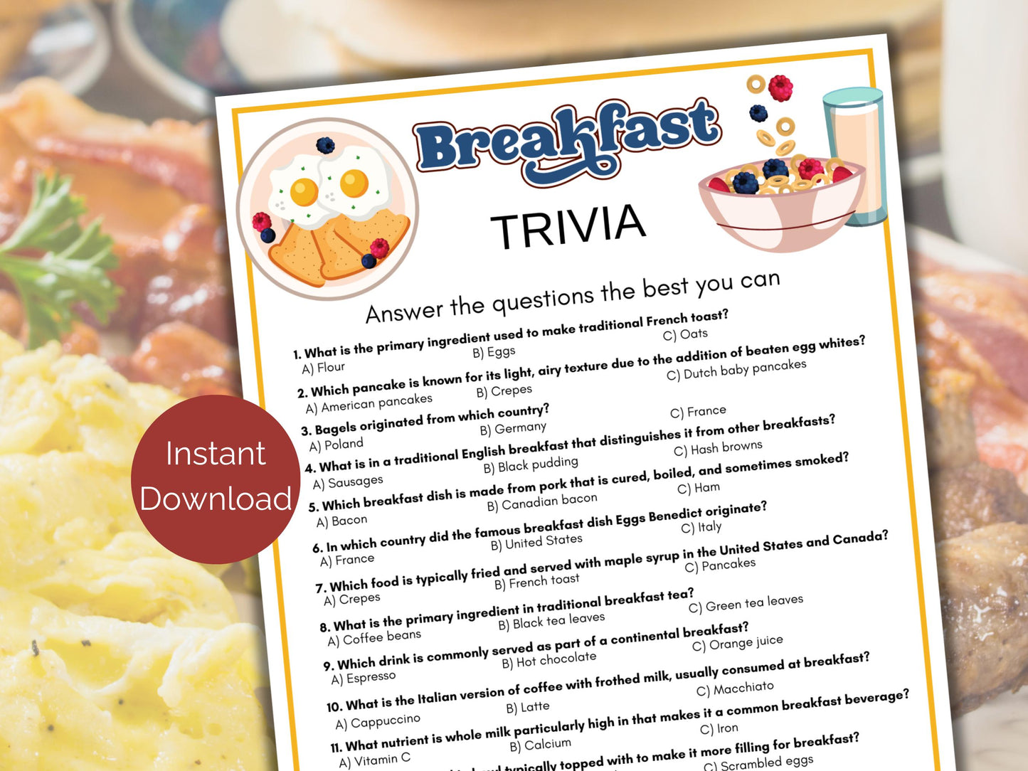 Breakfast Trivia Game