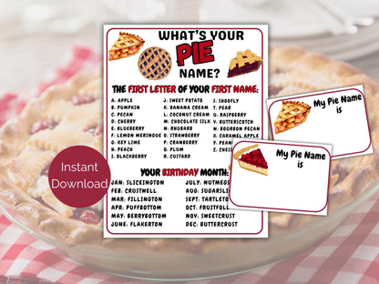 What's Your Pie Name Game + Name Tags
