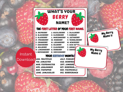 What's Your Berry Name Game + Name Tags