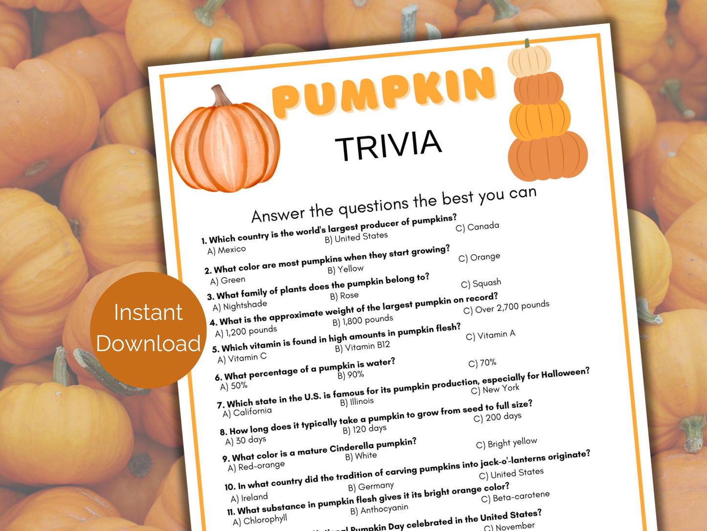Pumpkin Trivia Game