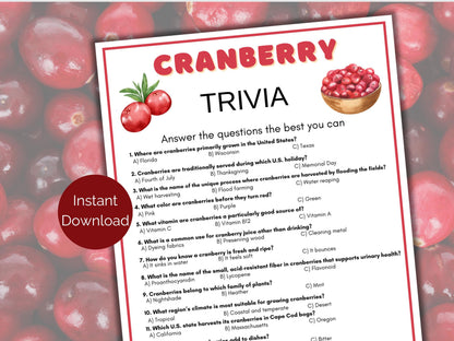 Cranberry Trivia Game