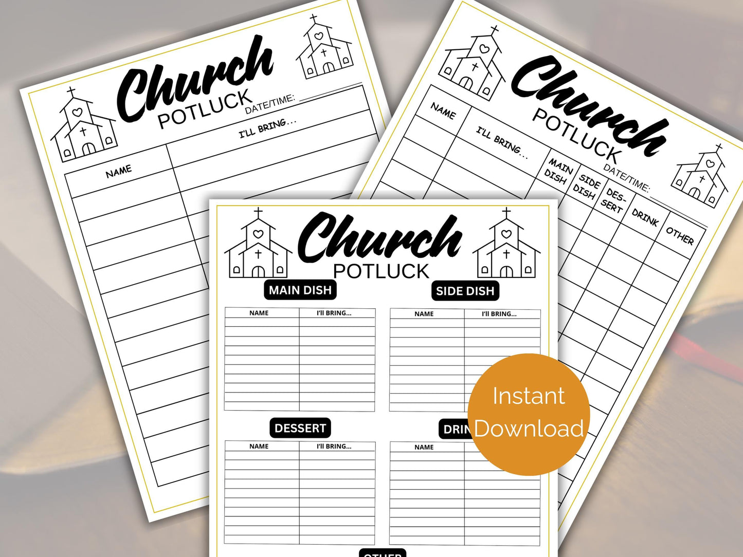 Church Potluck Sign Up Sheet