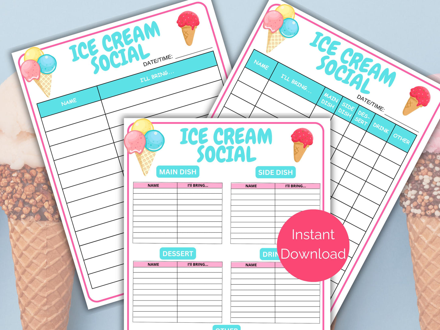 Ice Cream Social Sign Up Sheet