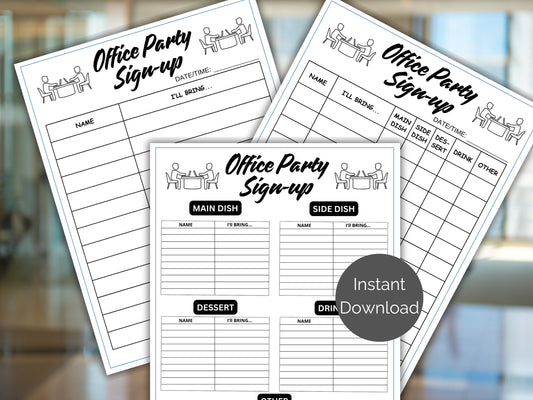 Office Lunch Potluck Sign Up Sheet