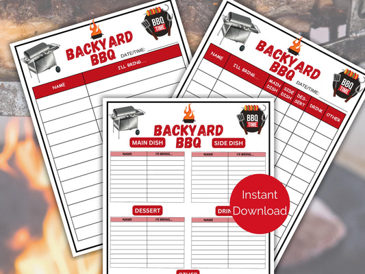 Backyard BBQ Sign Up Sheet