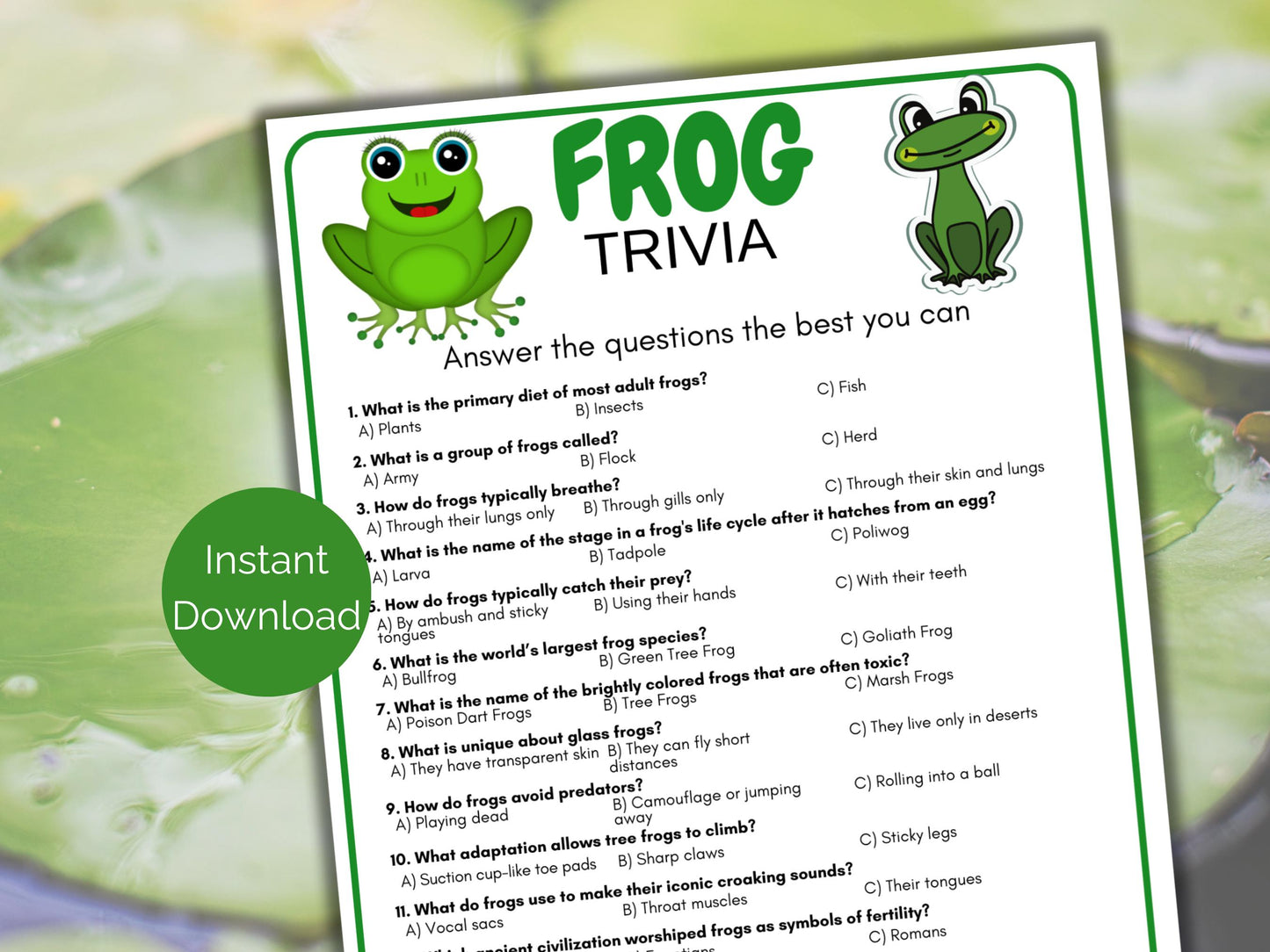 Frog Trivia Game