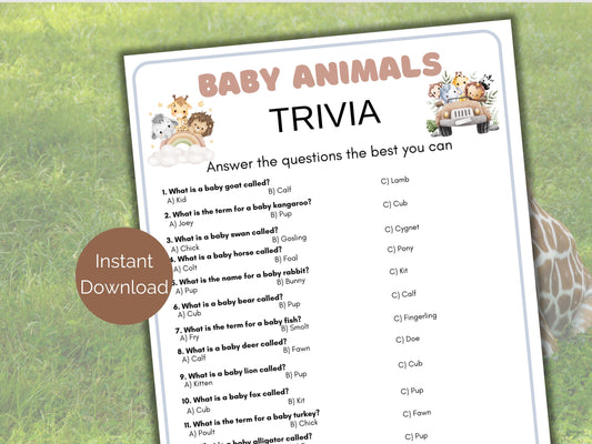 Baby Animal Trivia Game