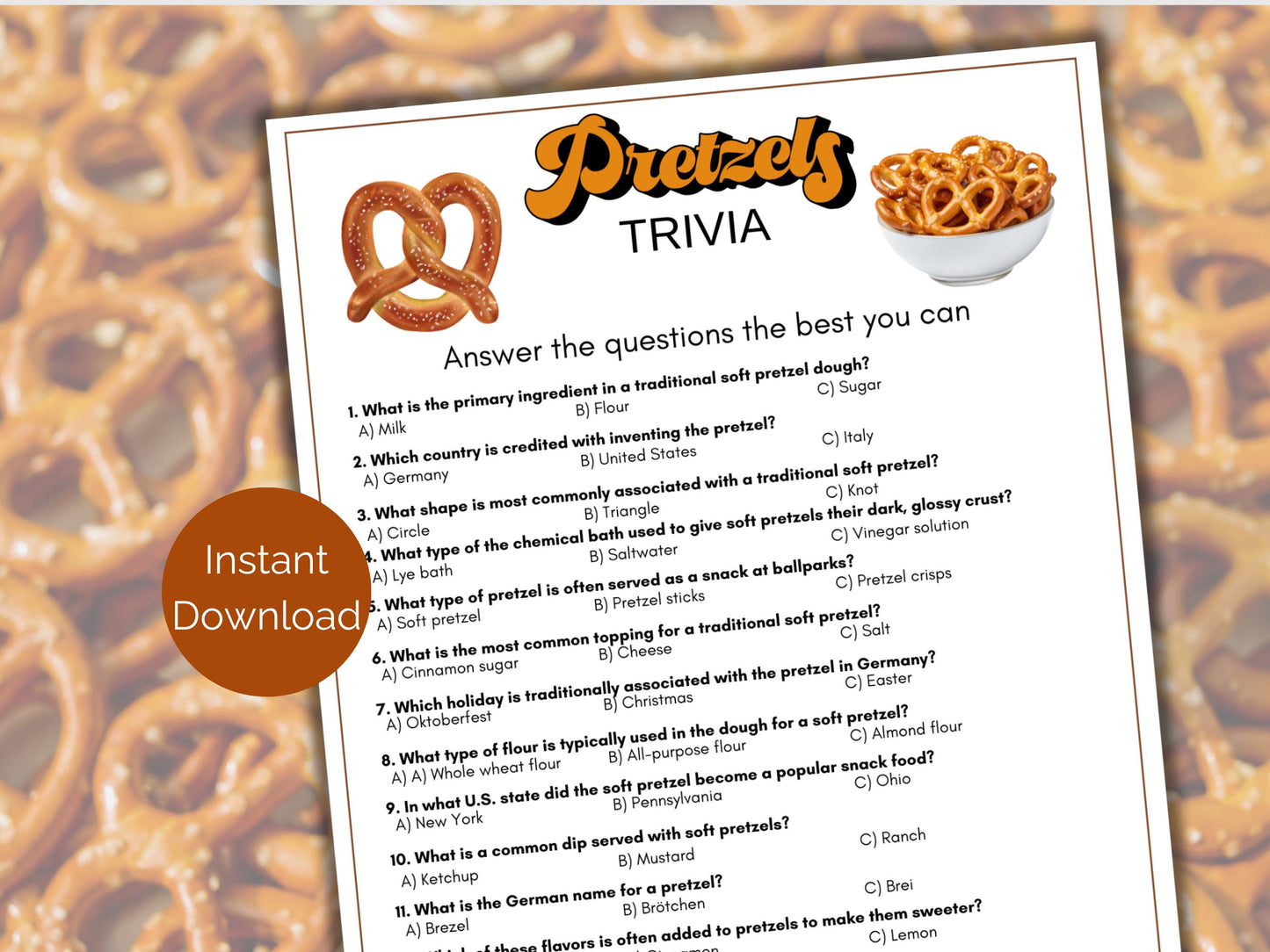 Pretzel Trivia Game
