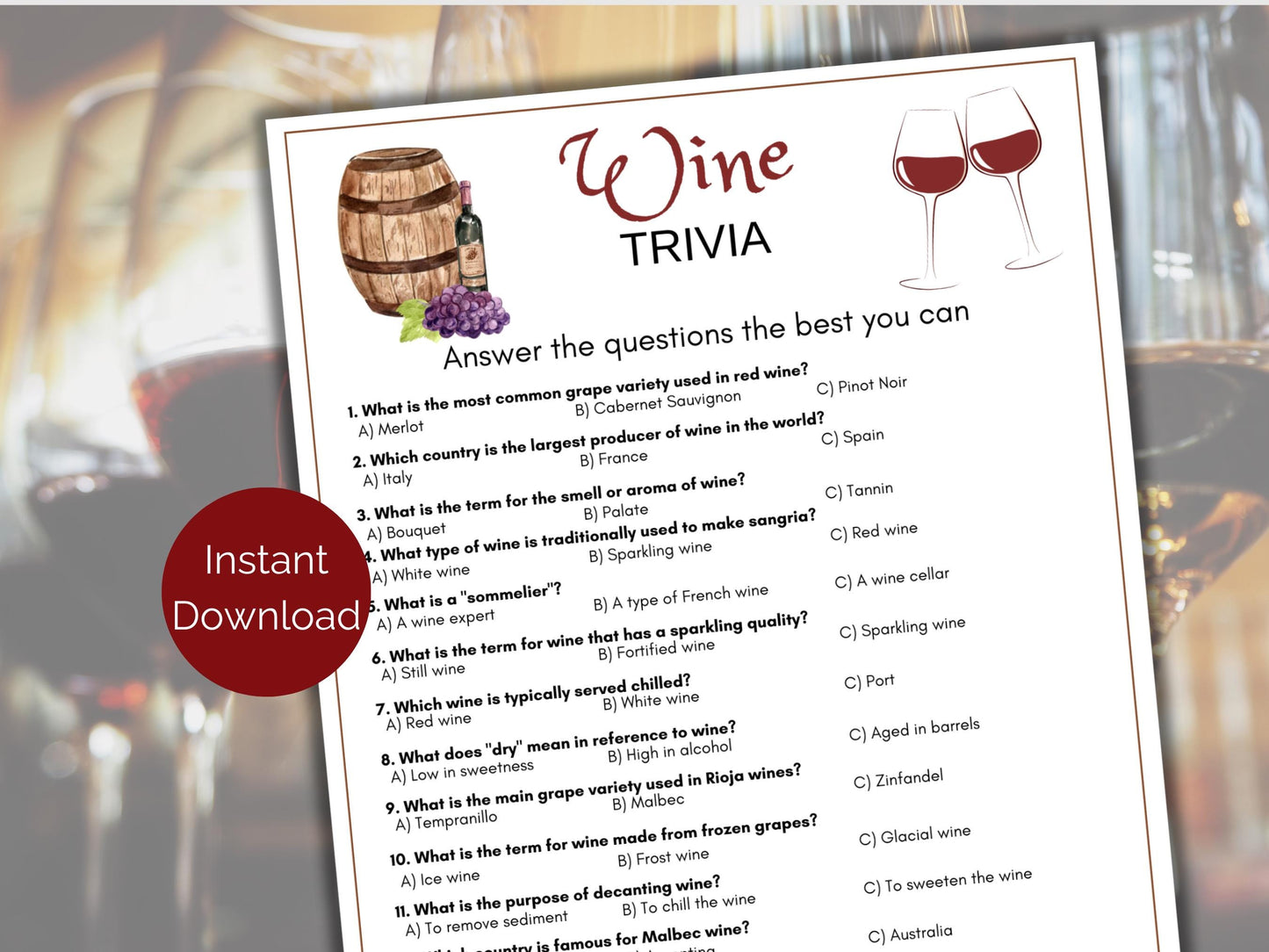 Wine Trivia Game