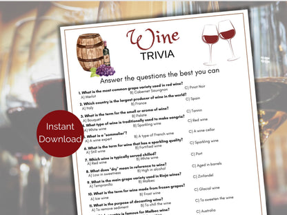 Wine Trivia Game