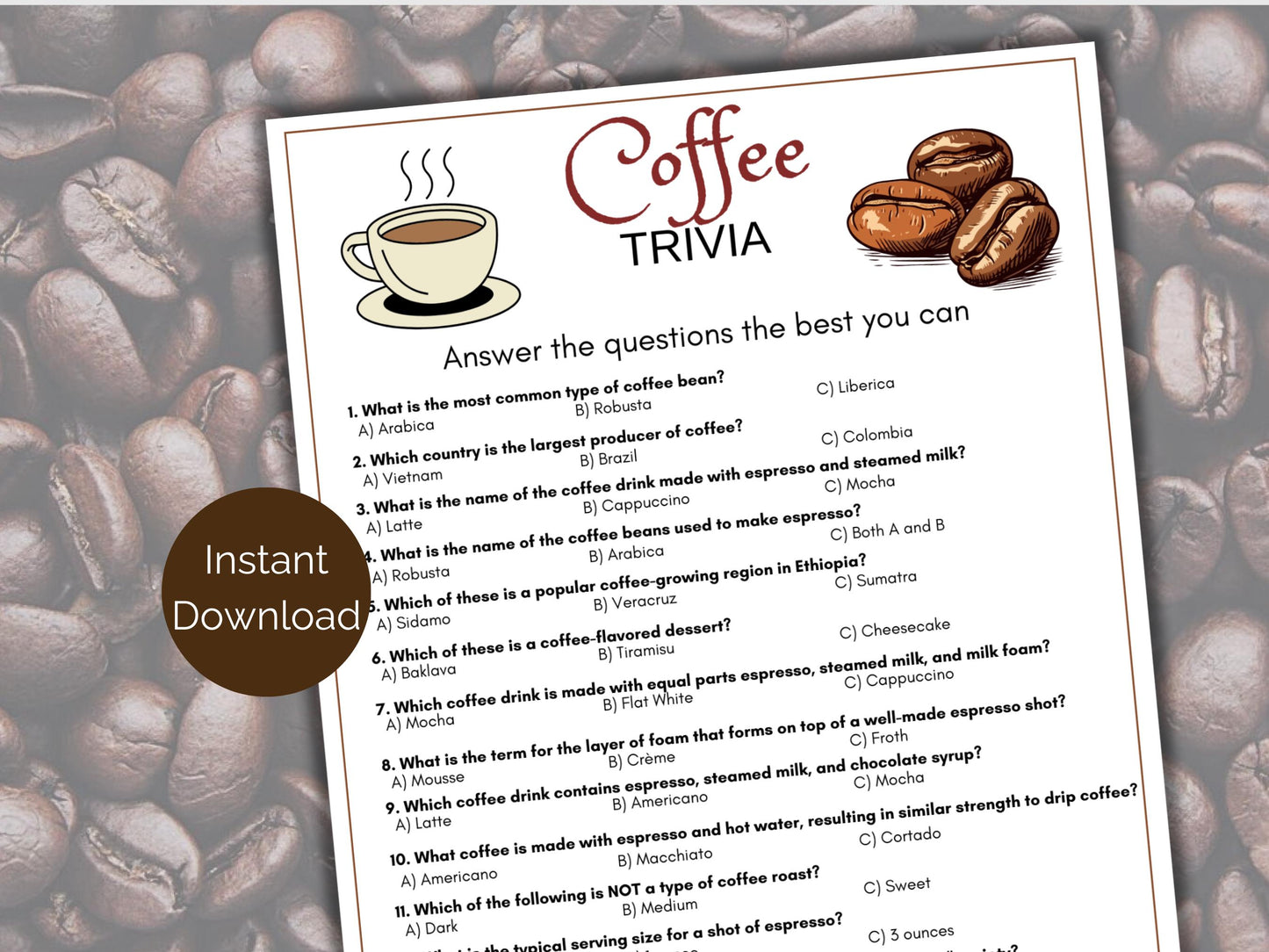 Coffee Trivia Game