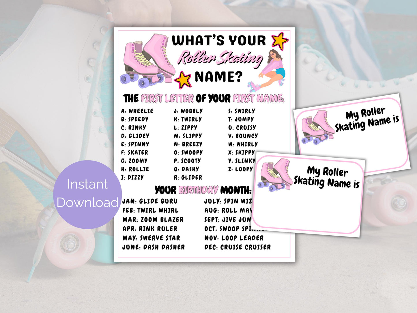 What's Your Roller Skating Name Game + Name Tags