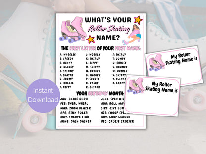 What's Your Roller Skating Name Game + Name Tags