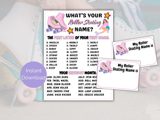 What's Your Roller Skating Name Game + Name Tags