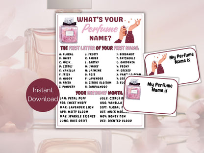 What's Your Perfume Name Game + Name Tags