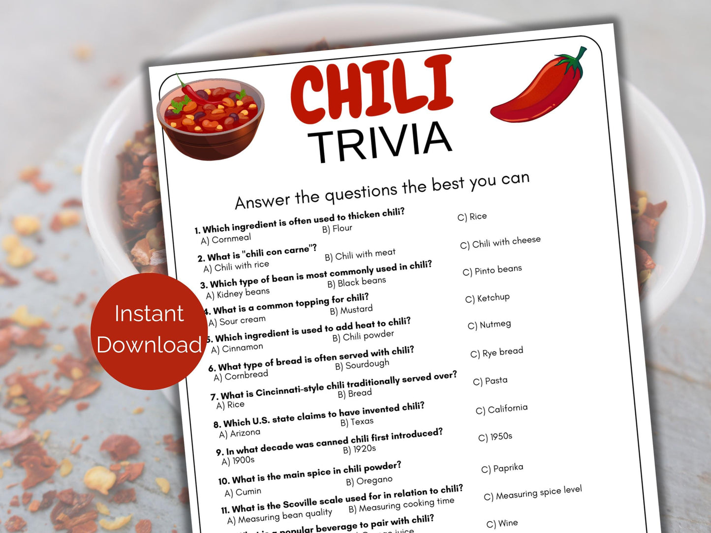 Chili Trivia Game