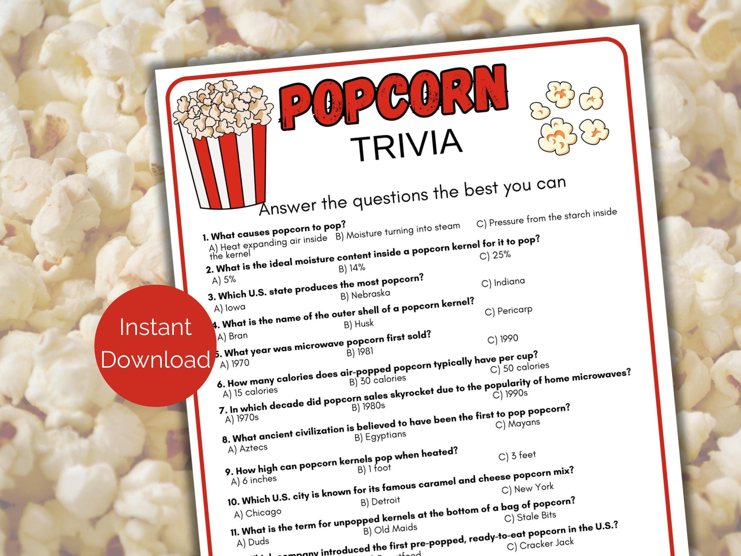 Popcorn Trivia Game