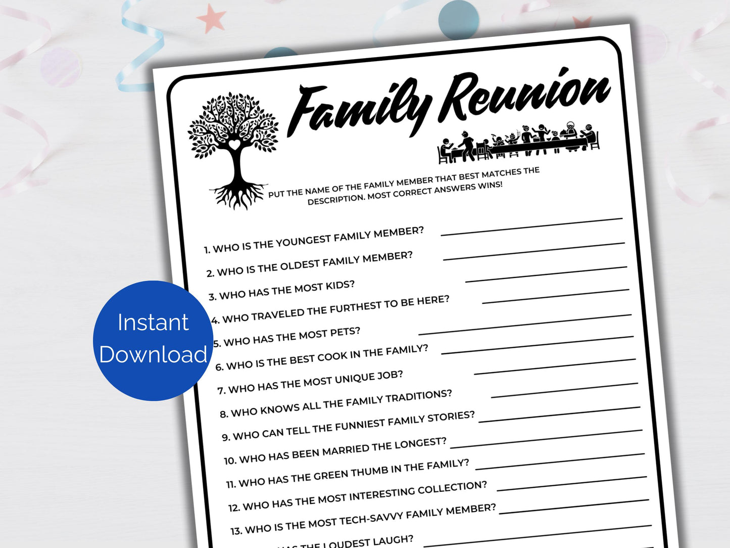 Family Reunion Trivia Game