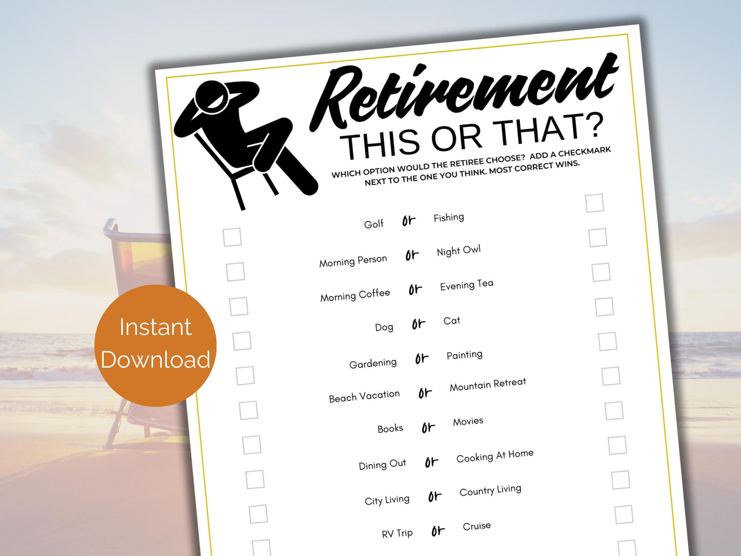 Retirement This or That Game
