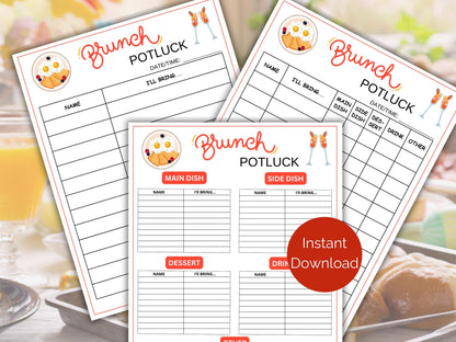 Brunch Potluck Sign Up Sheet