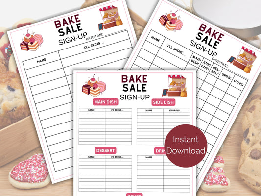 Bake Sale Sign Up Sheet