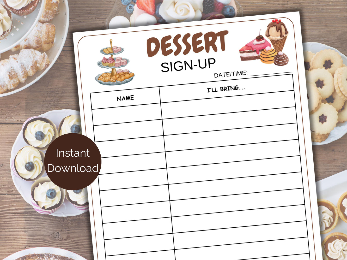 Dessert Sign Up Sheet