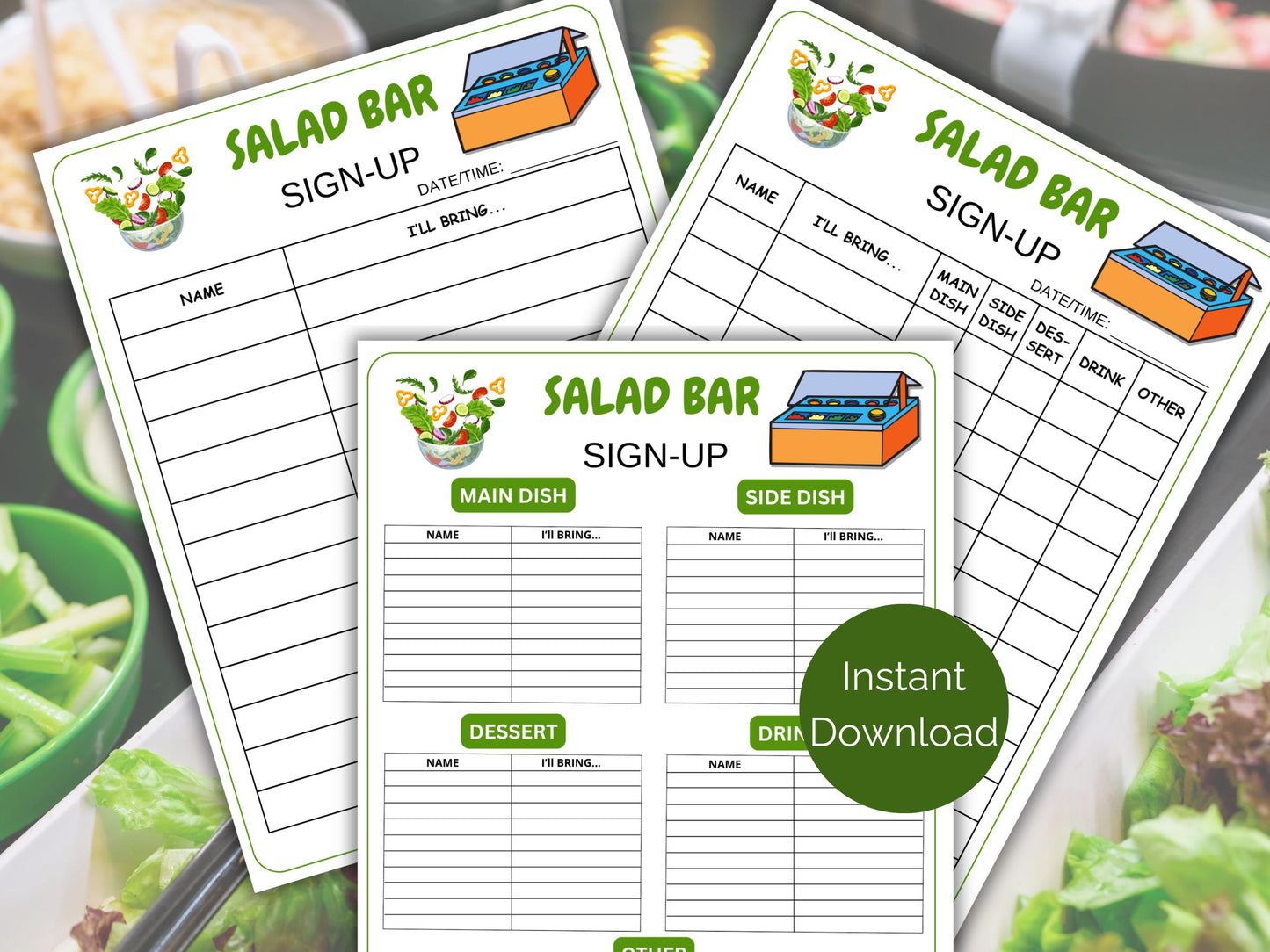 Salad Bar Sign Up Sheet