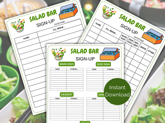 Salad Bar Sign Up Sheet