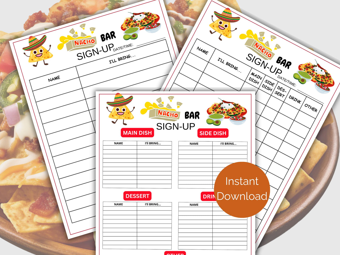 Nacho Bar Sign Up Sheet