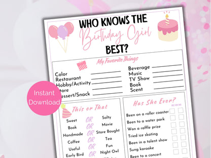 Who Knows The Birthday Girl Best Game