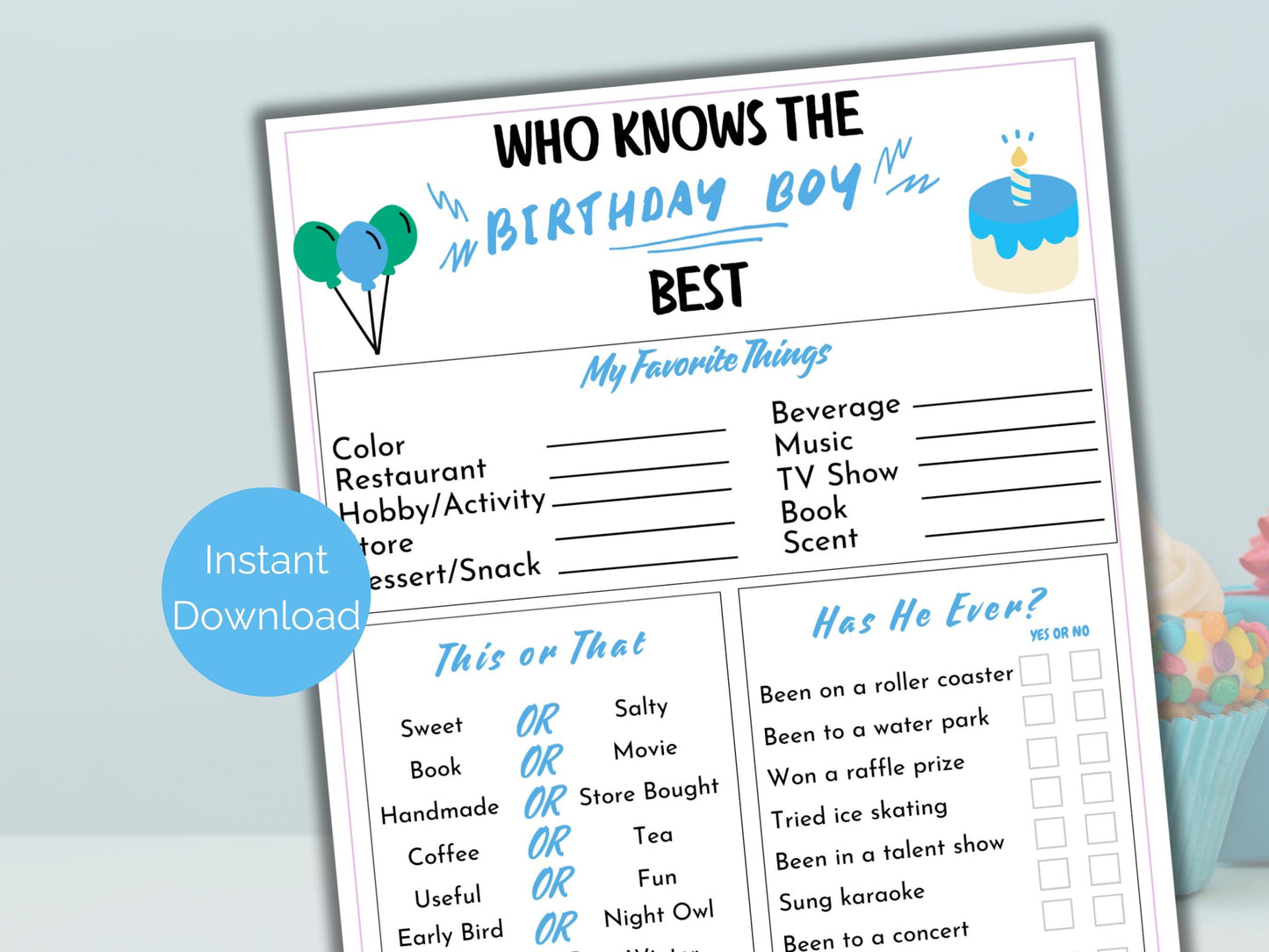 Who Knows The Birthday Boy Best Game