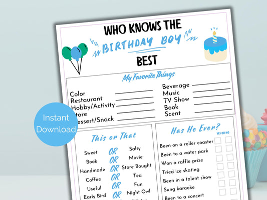 Who Knows The Birthday Boy Best Game