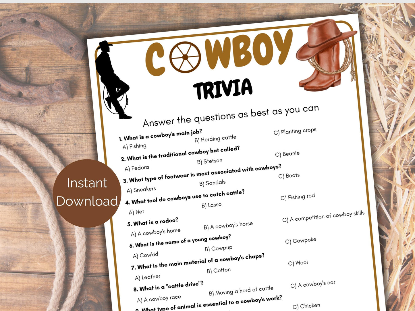 Cowboy Trivia Game