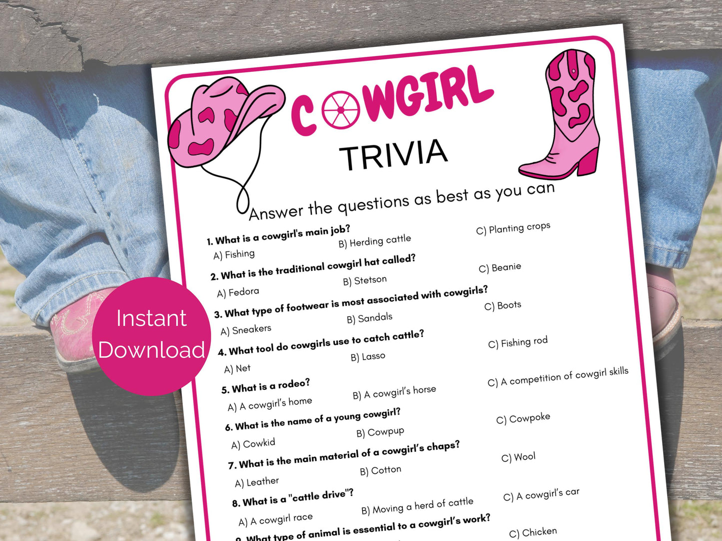 Cowgirl Trivia Game