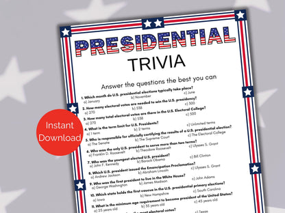 Presidential Trivia Game