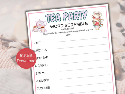 Tea Party Word Scramble Game