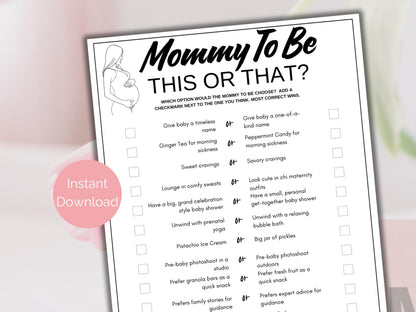 Mom To Be This or That Game Baby Shower Game