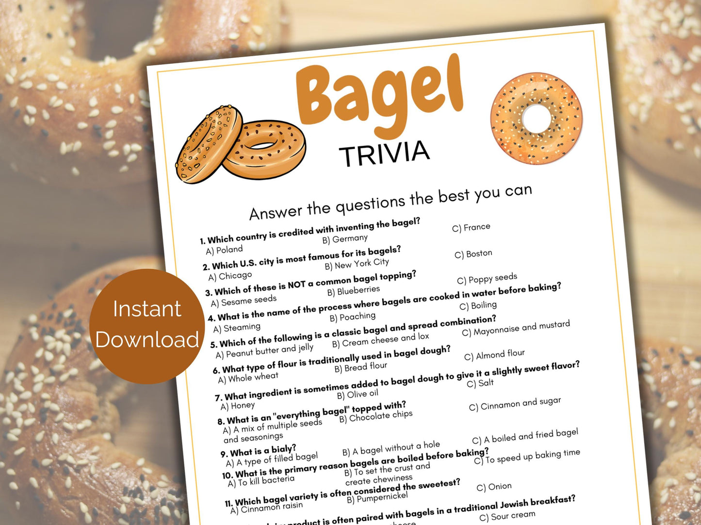 Bagel Trivia Game