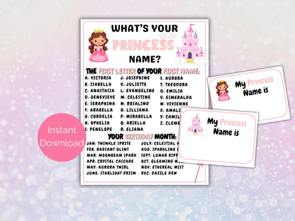 What's Your Princess Name Game + Name Tags