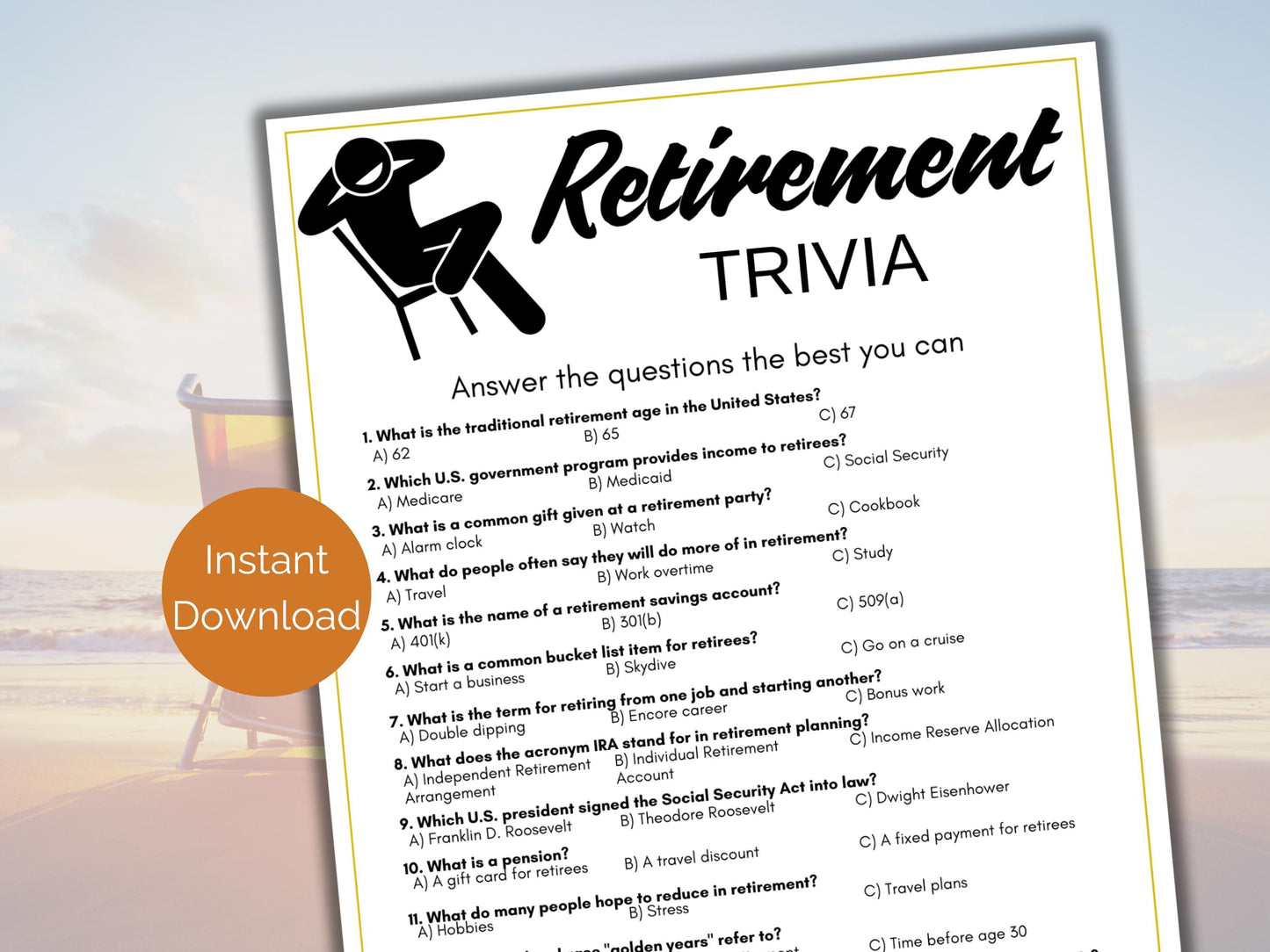 Retirement Trivia Game