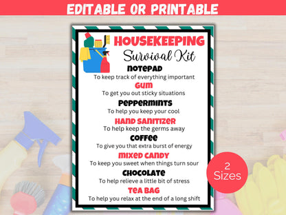 Editable Housekeeper Survival Kit Gift Tags