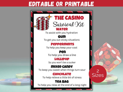 Editable Casino Survival Kit Gift