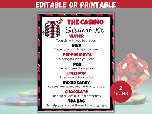 Editable Casino Survival Kit Gift