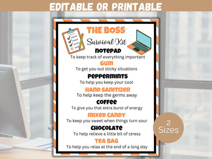 Editable Boss Survival Kit Gift Tags