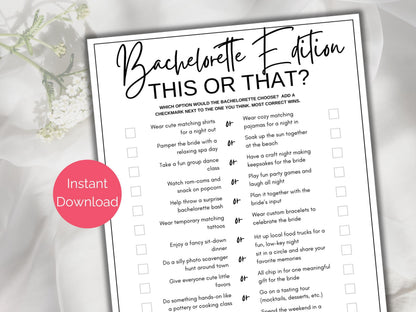 Clean Bachelorette This or That Game