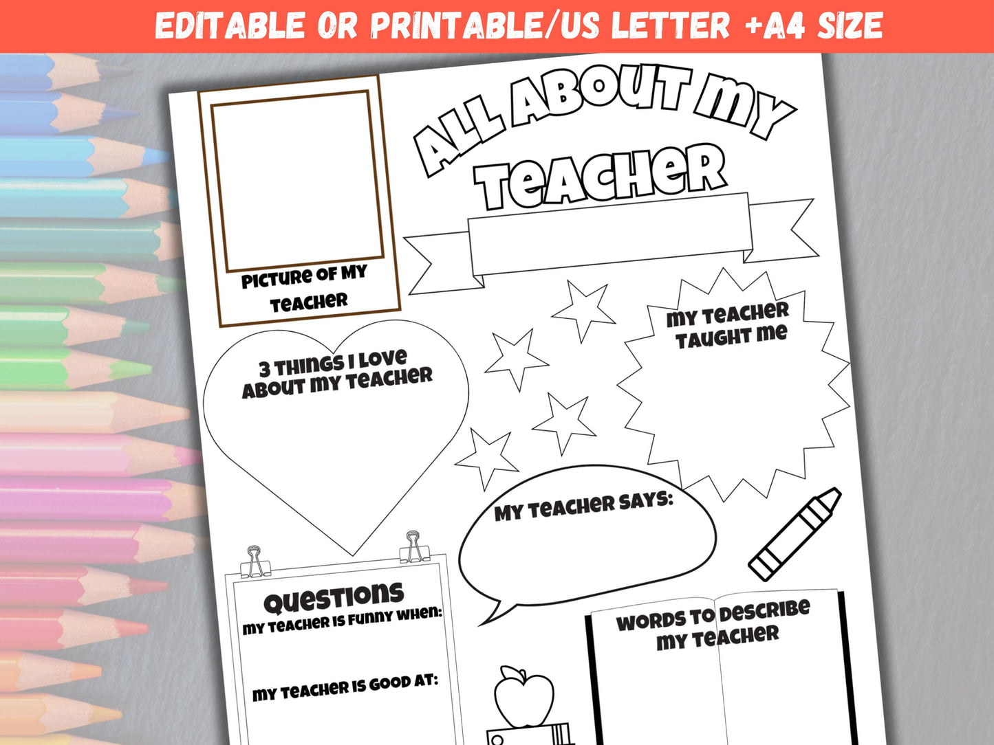 Editable All About My Teacher