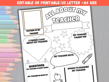 Editable All About My Teacher