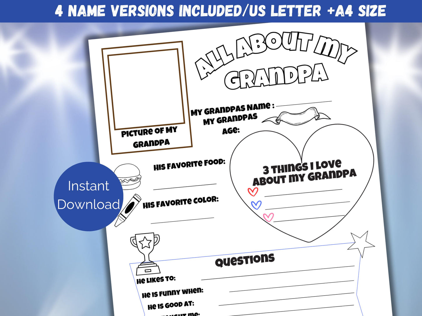 All About My Grandpa Printable