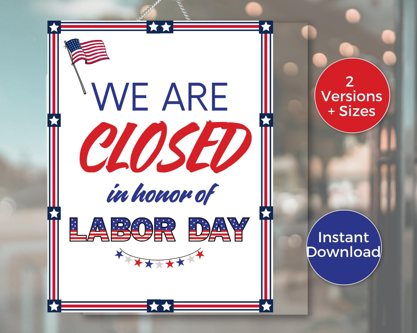 Closed for Labor Day Printable Sign